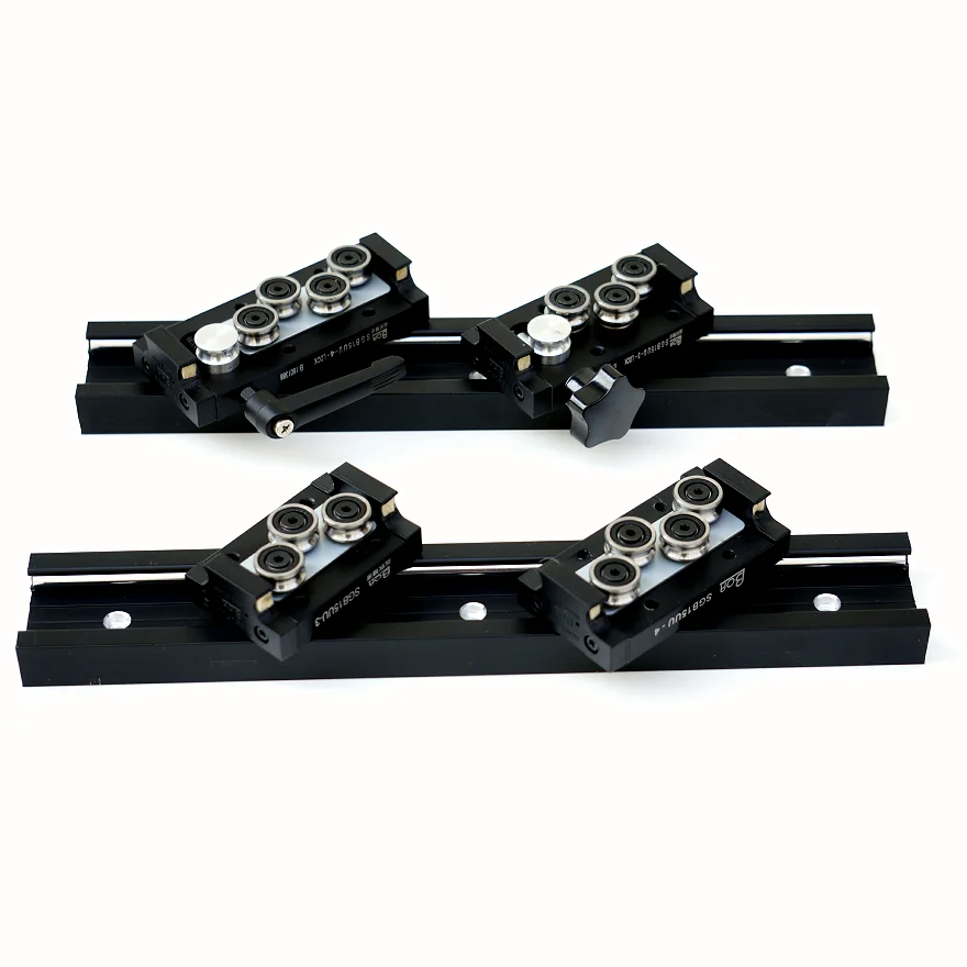 

Black SGR15 dual shaft linear guide rail with 4 bearing block