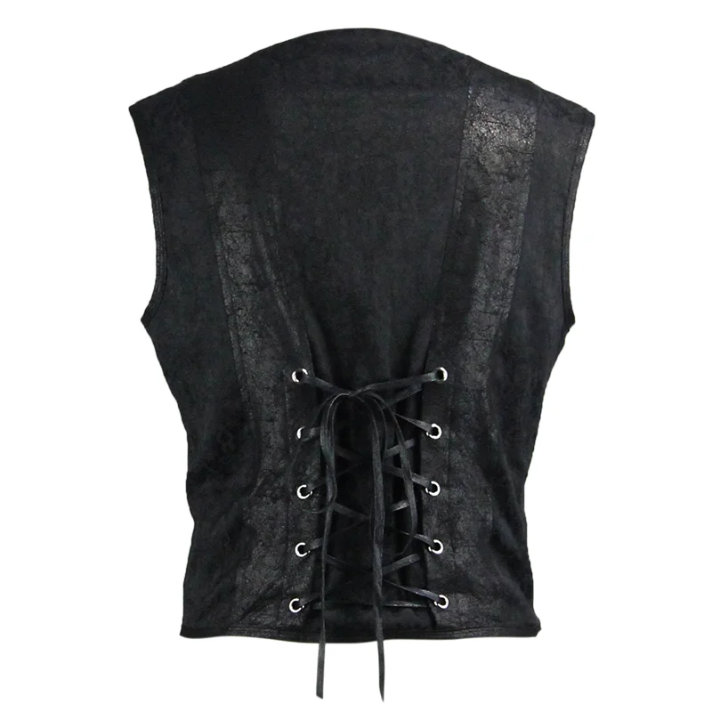 

Devil Fashion 2020 Vintage Punk Vest For Men Sleeveless Vest with Buckle Palace Jacket