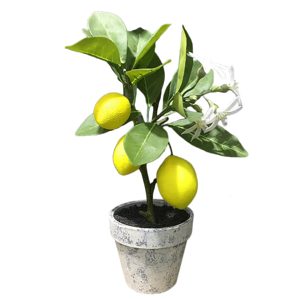 

Fake Fruit Garden Artificial Lemon Tree Bonsai Simulation Living Room Ornament Home Office Plants Potting