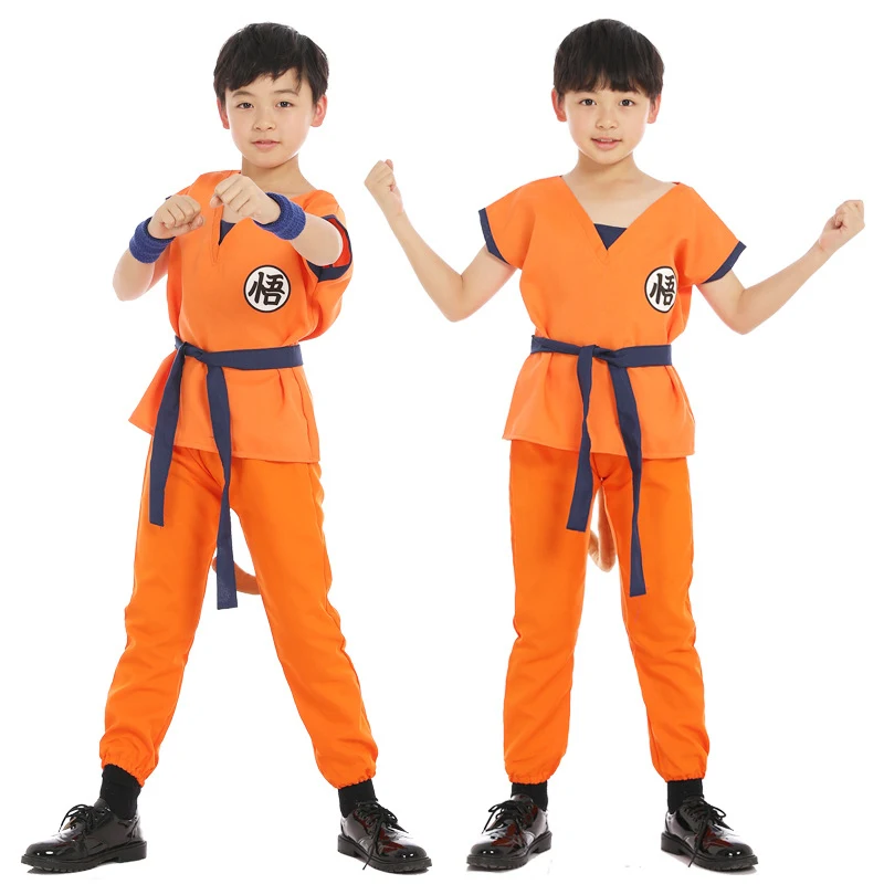 For kids Japan Anime Doragon Boru Goku Cosplay Uniform Full Set Suit Children Halloween Costume without wigs