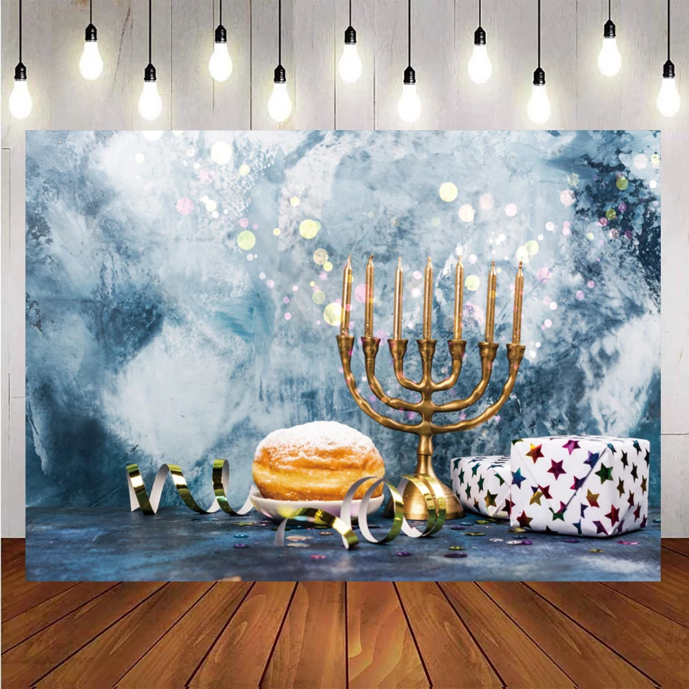 Laeacco Happy Hanukkah Chanukah фестивали вечерние Menorah свечи хлеб цементный настенный плакат