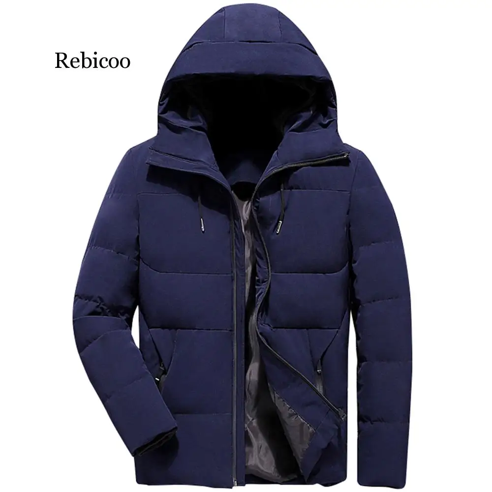 

2019 Winter Mens Jackets Casual New Hooded Thick Padded Mens Jacket Coats Warm Zipper Slim Tops Outwear Plus Size 4xl