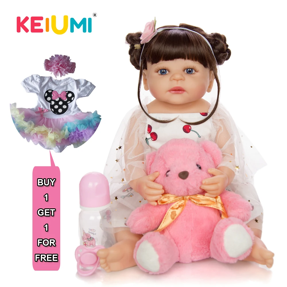 KEIUMI прекрасный Reborn Boneca силиконовые всего тела винил для маленьких девочек кукла