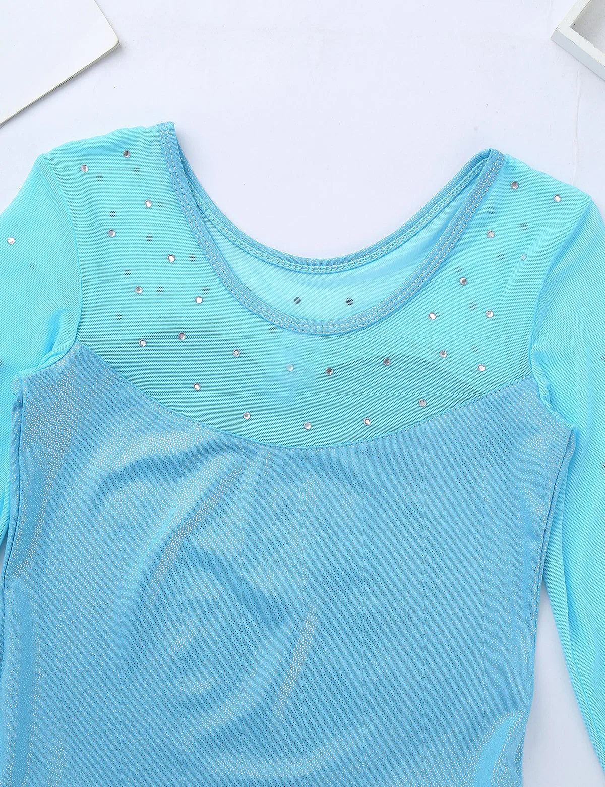 Kids Girls Ballet Dress Long Sleeve Sparkly Rhinestone Snowflake Tulle Splice Dance Gymnastics Leotard Jumpsuit Dancewear | Детская