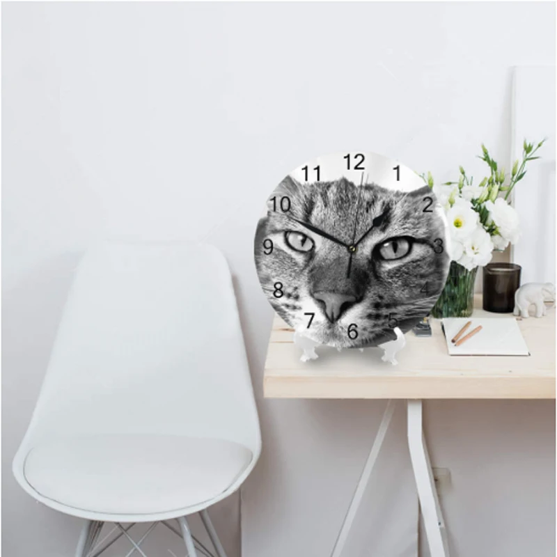 25 см настенные часы декоративные с милым котом цифровой циферблат бесшумные без