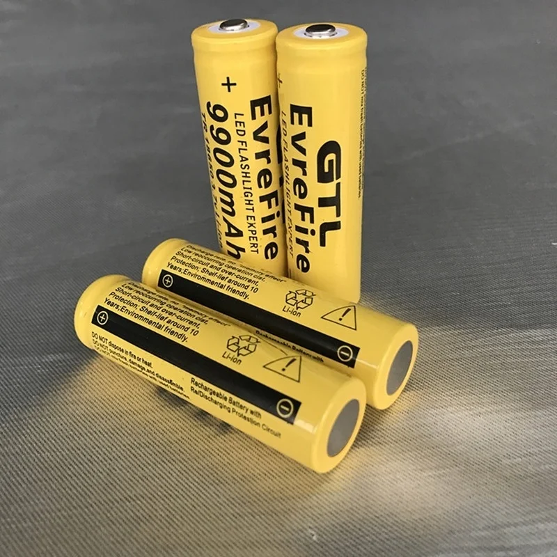 High Quality 4pcs/lot 3.7V 18650 Battery 9800mAh Lithium ion batteries Rechargeable Battery For Flashlight Torch Free shipping