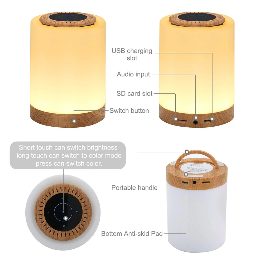 Светодиодный прикроватный ночник RGB сенсорная перезаряжаемая Настольная лампа с