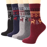 12 pairs winter wool socks for women warm thick hiking boot cozy animal elk casual work soft dress socks for cold weather