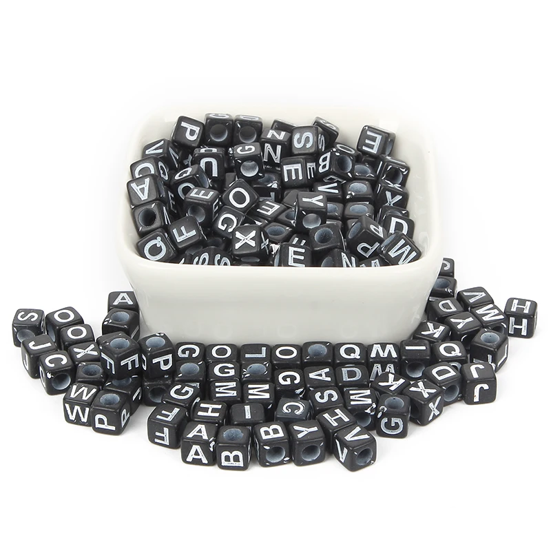 200 шт разноцветные акриловые бусины с буквенным принтом 6 мм для украшения