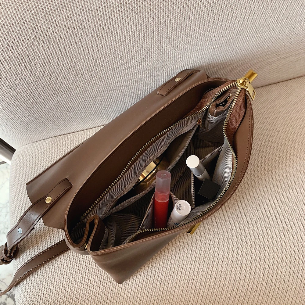 

Women's Handbag Solid Color Soft Crossbody Single Strap Shoulder Bag Women New Zipper Simple Fashion Casual Messenger Female Bag