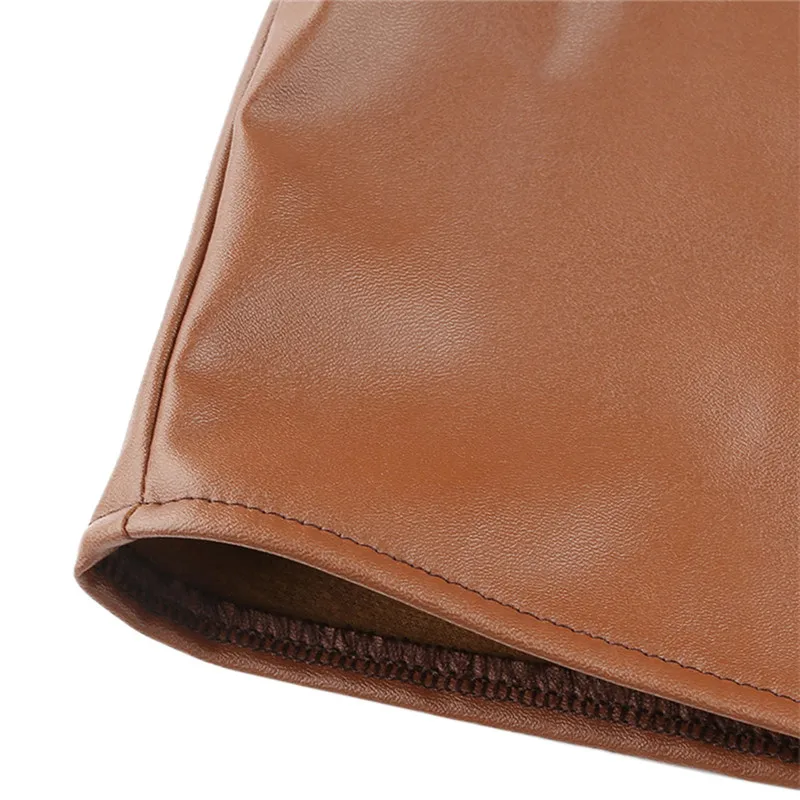 Lady Fall Winter Fashion Shirt Faux Leather Clothes Women Ladies Puff Long Sleeve Button-down Collar Office Work Casual Top 2020 | Женская