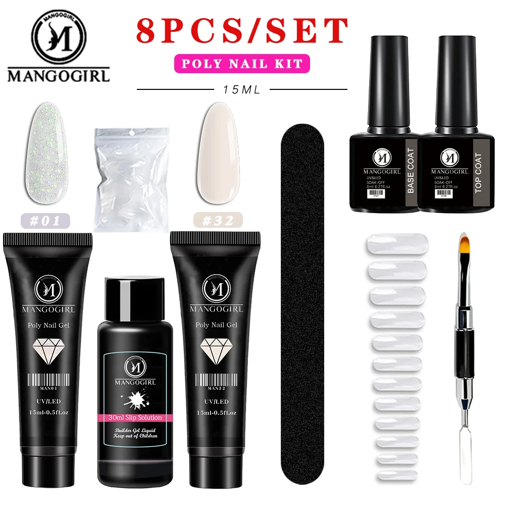 

Poly Nail Gel Polish UV Gel For Nail Extensions Acrylic Nails MANGOGIRL 15ml Poly Nail Gel Kit Quick Assembly 15ml