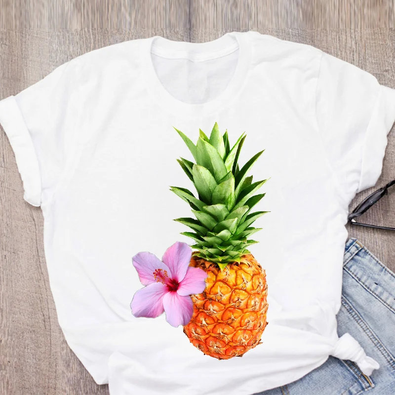 Женская футболка с принтом арбуза ананаса и фруктов летняя коротким рукавом |