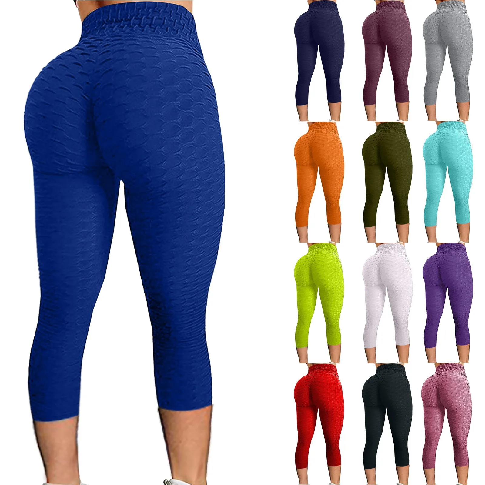 

High Waist Seamless Leggings Women Sport Crop Pants Elastic Waist Bubble Hip Lifting Exercise Fitness Running Tights Leggings