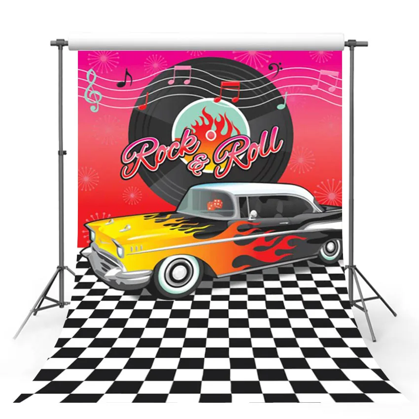 Виниловый фон для фотосъемки в стиле ретро с изображением рок ролла вечерние