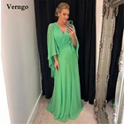 Шифоновое платье для выпускного вечера, с длинным рукавом и V-образным вырезом