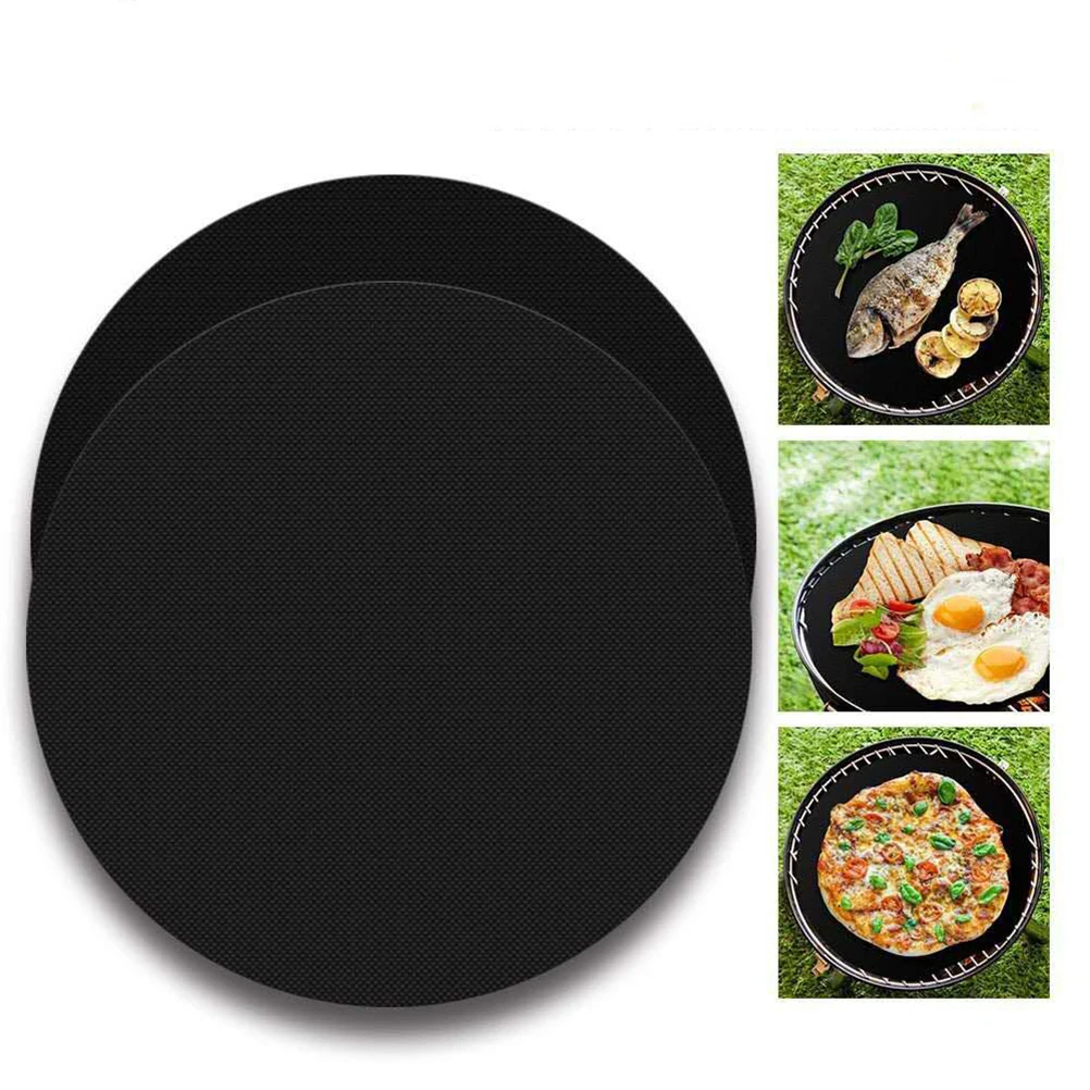 

38/40cm BBQ Grill Mat Nonstick Round Barbecue Mat Reusable Cooking Oil Pad Grill Liners Barbecue Accessories