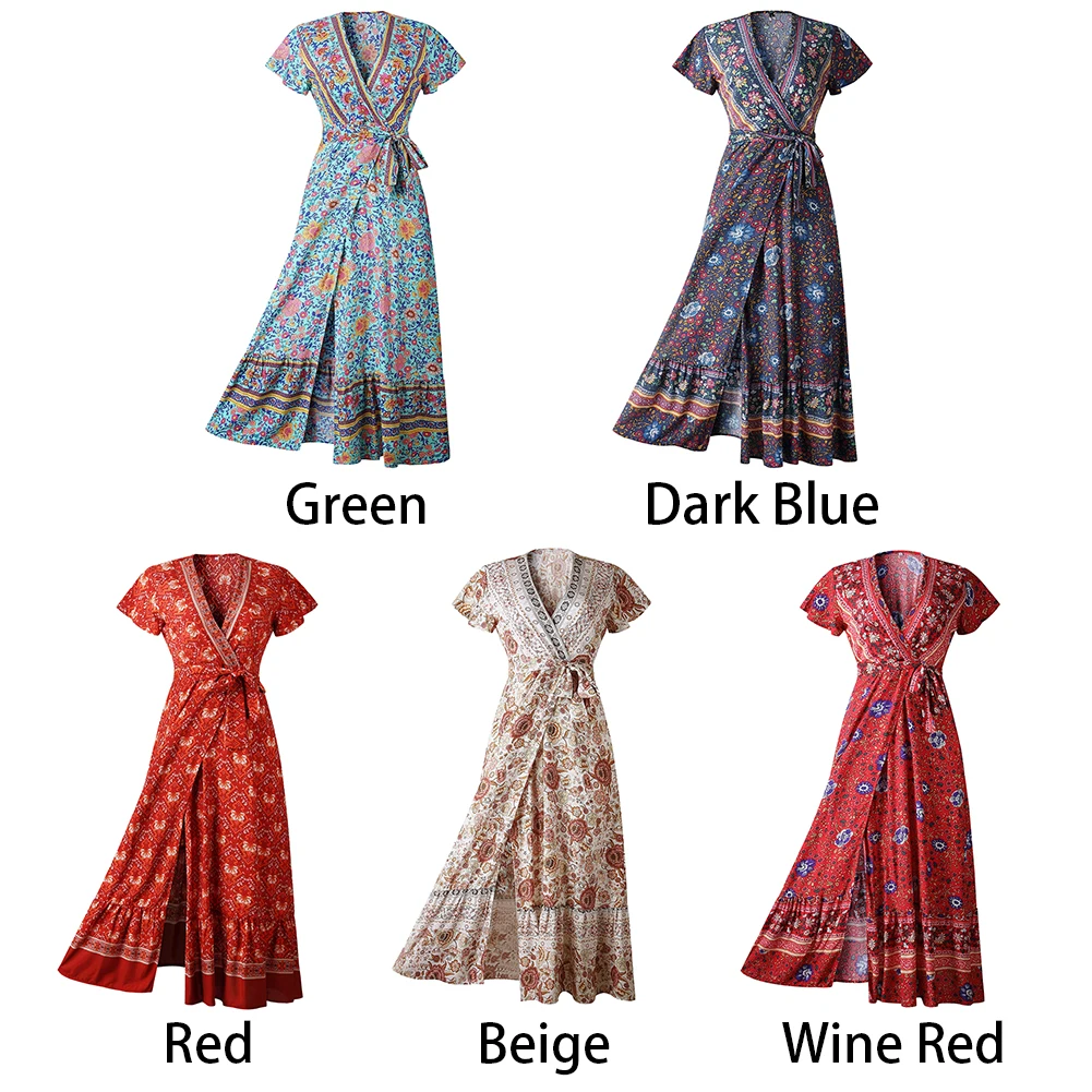 Женское платье с оборками пуловер v образный вырез цветочный принт летнее