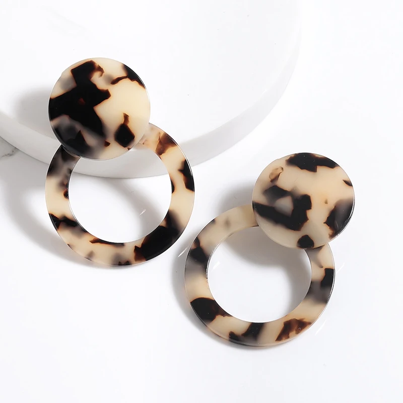 Женские леопардовые серьги tortoiseshello Brincos круглые геометрические акриловые