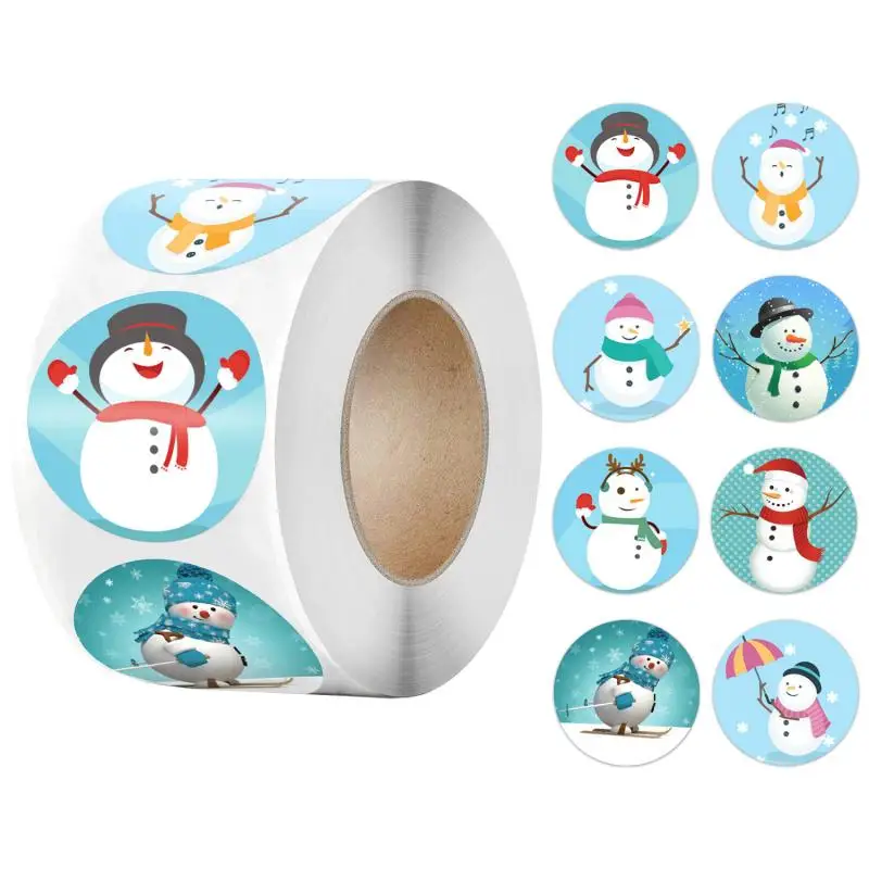 

Круглые рождественские наклейки с надписью "Merry Christmas"