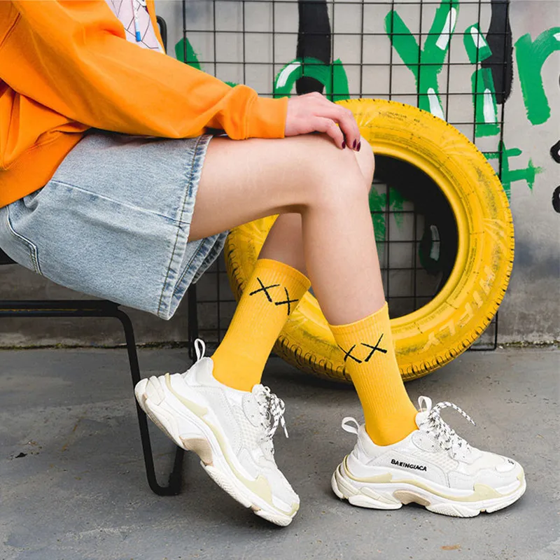 Модные Женские однотонные носки INS весна зима XX Дышащие хлопковые в японском