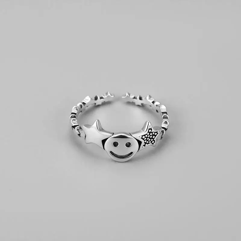 

Lucky Simple Design Couple Ring Retro Star Opening Carving Female Accessories Hollow Rings for Women Party Gothic Jewelry Gift