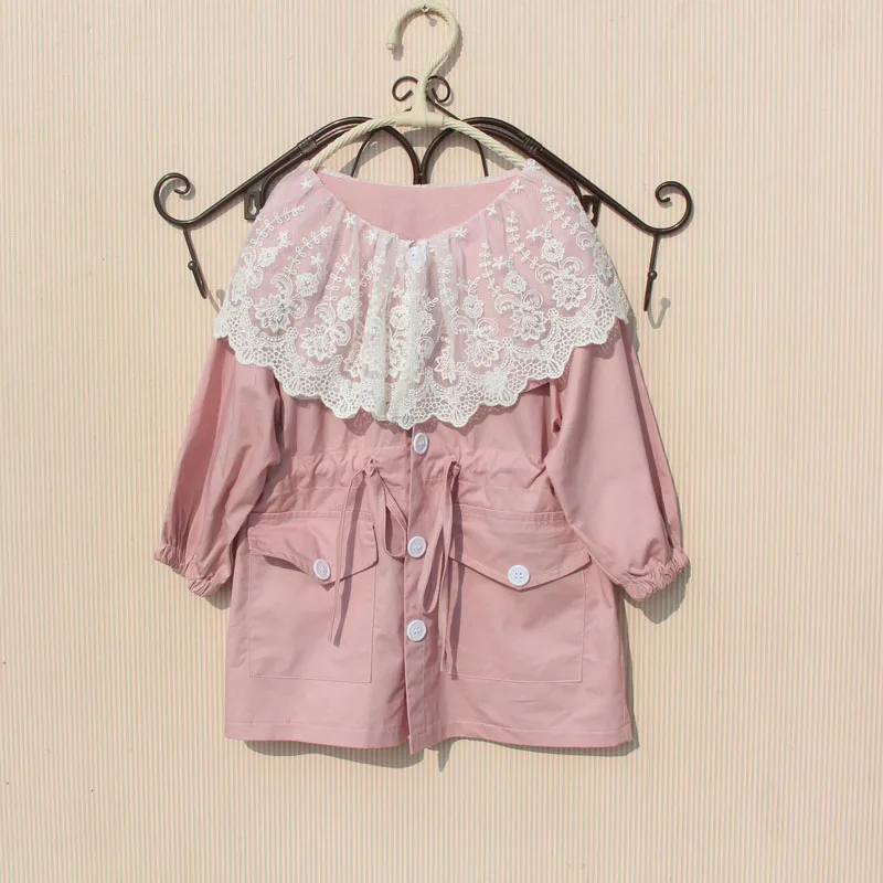 Тренчкот для девочек весенний кружевной в стиле пэчворк ветровка 2 вида цветов |