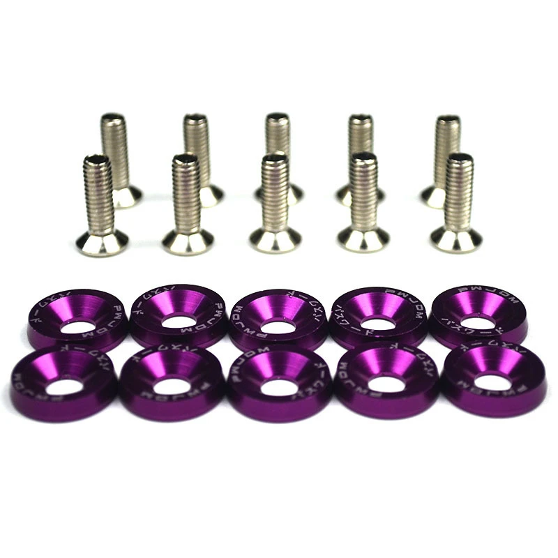 purple 10 шт. M6 JDM автомобиль модифицированные шестигранные крепежные детали крыло Омыватель бампер двигатель вогнутые винты автомобиль-Стайлинг - Color Name: purple