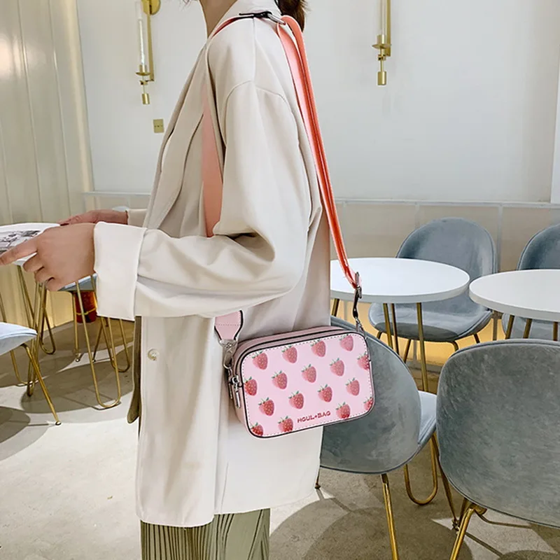 Сумка мессенджер с фруктовым принтом маленькая сумочка на плечо в форме коробки