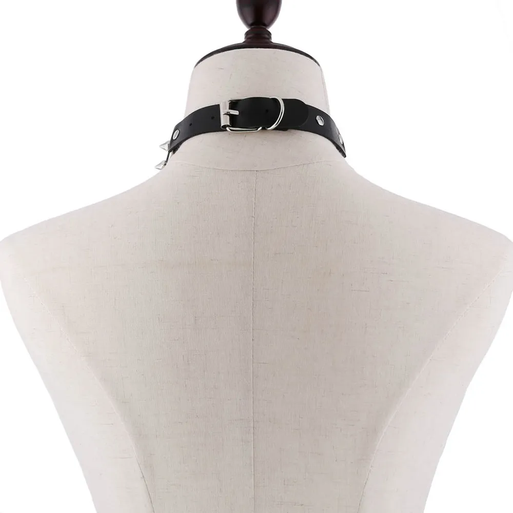 Ошейник из нержавеющей стали с шипами ZIMNO для женщин, кожаная цепочка, панк-аксессуары в готическом стиле.