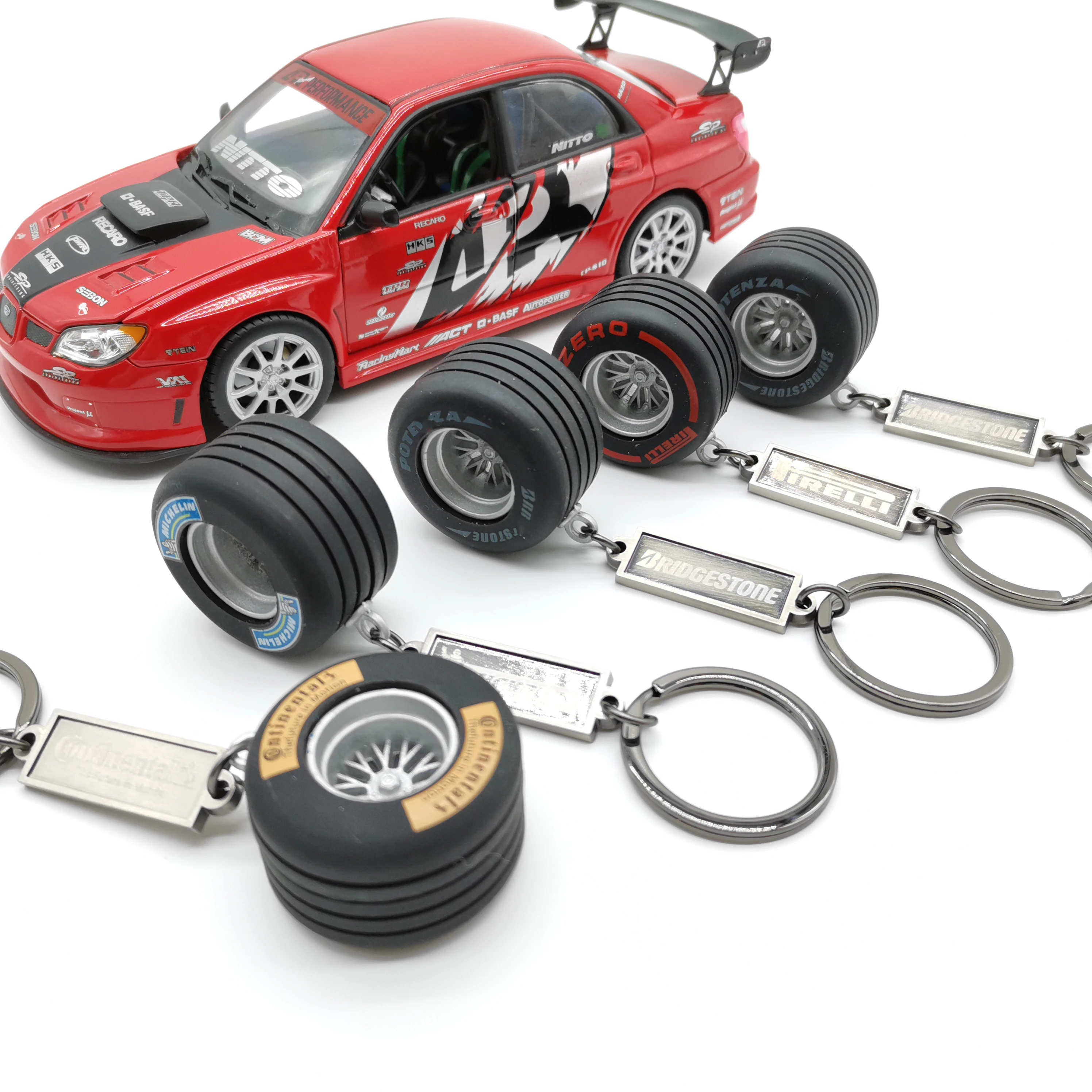 

Hot Creative Auto Parts Model F1 Racing Thicker Wheel Tyre Tire Keychain Keyring Keyfob Wheel Tire Model Rubber Surface Keychain