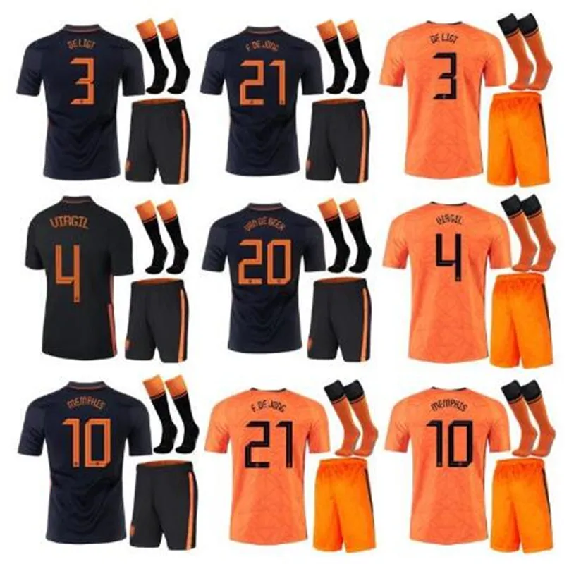 

2021 EURO Frenkie De Jong VIRGIL Memphis Wijnaldum Bergwijn Netherlands Jerseys T-Shirt home away Adult man and kids Suit kit