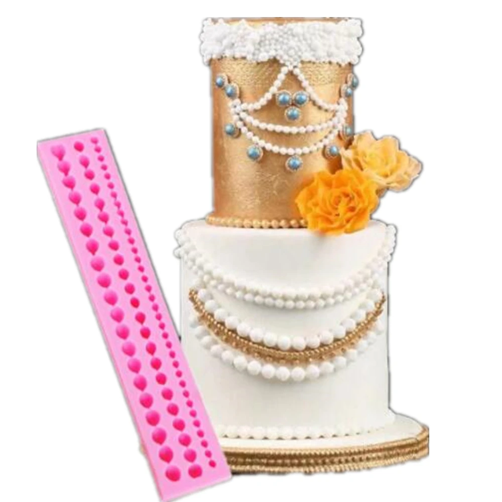 

3D Rope Silicone Pearl Chain Cake Border Molds Cupcake Fondant Christmas Decorating Tools Candy Chocolate Gumpaste Moulds AD1040