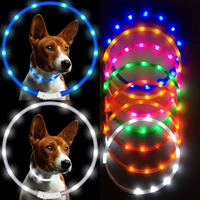 led pet dog collar night safety luminous glowing collars neck ring for dogs cats puppy chiens products usb charging adjustable
