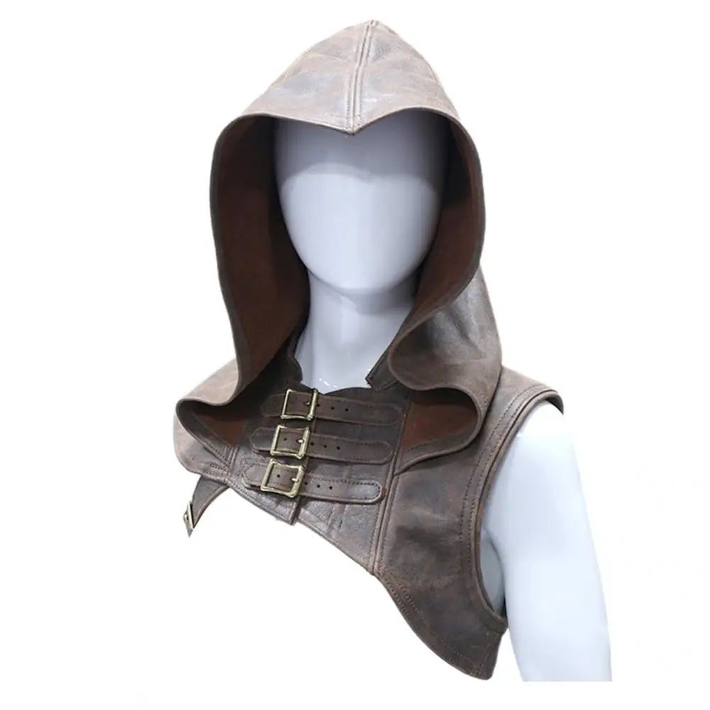 

Cool Halloween Costume Hood Halloween Cowl Hood Buckles Soft Sleeveless Buckles Hooded Shawl