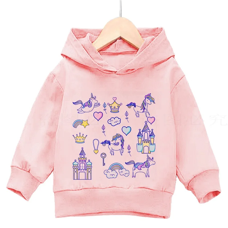 

Unicorns anime cartoon hoodies for boy girls long sleeve and cotton Sweatshirt-pullover hooded cute children's clothings
