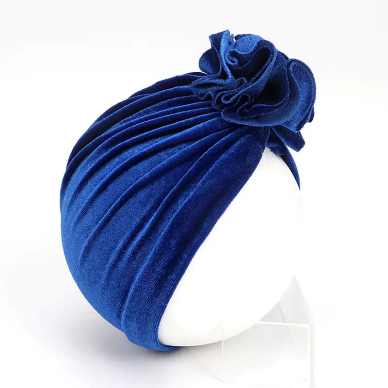 Детская чалма шляпа с цветком дети Топ для новородженных узел Beanie Мягкая вязаная