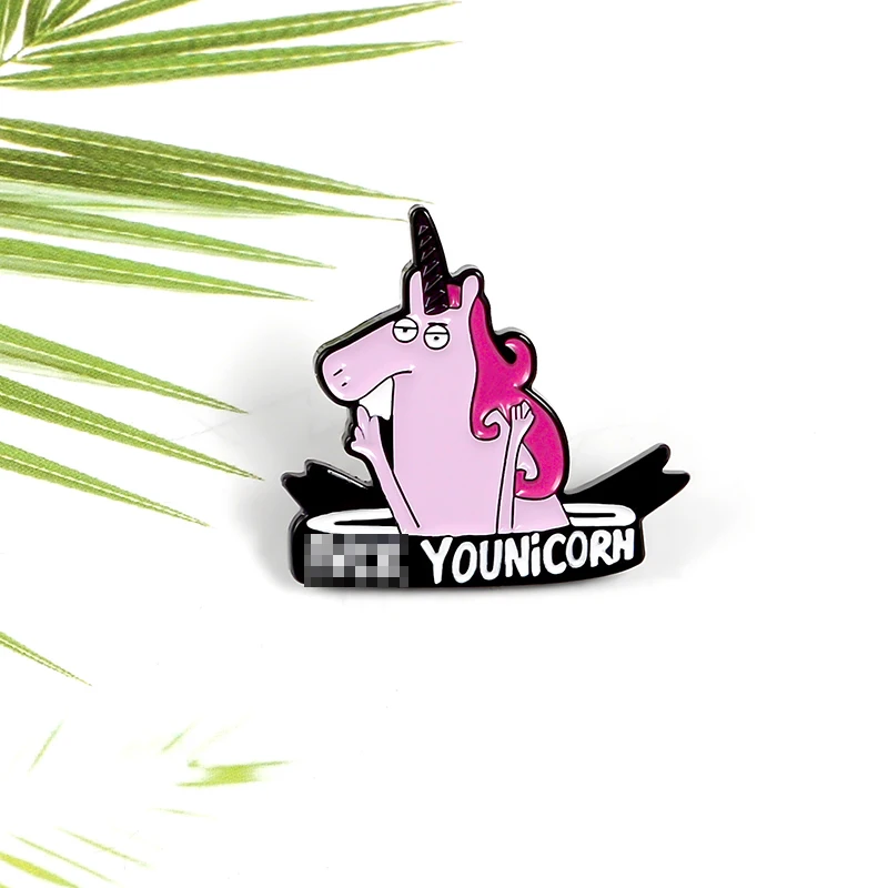 Эмалированная заколка в виде розовой рогатых лошадей мультяшное животное крутая