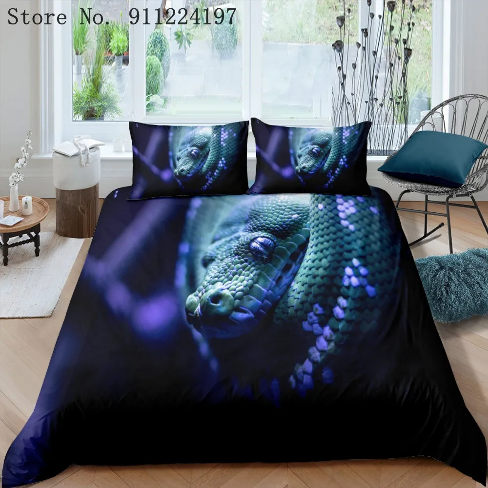 Snake Duvet Cover Set For Adult Bedding 3d Animal Pattern 2/3pcs Quilt Single Double Queen King Size Home Textiles | Дом и сад