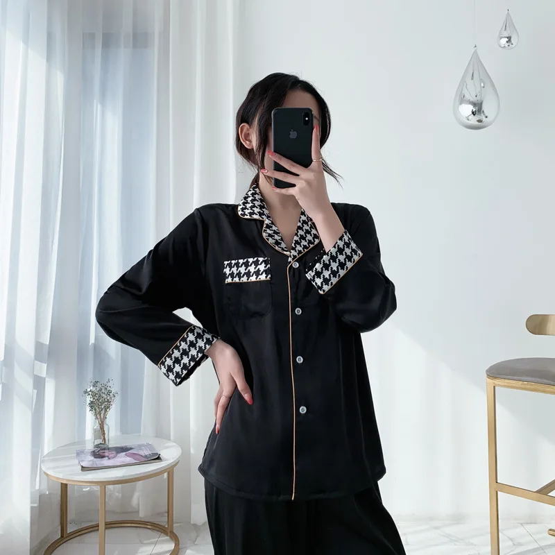 Long Sleeve Pajamas Autumn Trousers Suit Fashion Pyjama Set Large Size Nightwear Home Service House Nightdress Costume Outfit