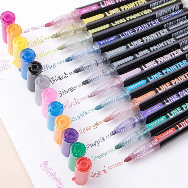 

10 Colors Metallic Pen Manga Permanent Writing Art Acrylic Markers for Stones Skating Paper Glass Wall Drawing Dropshipping