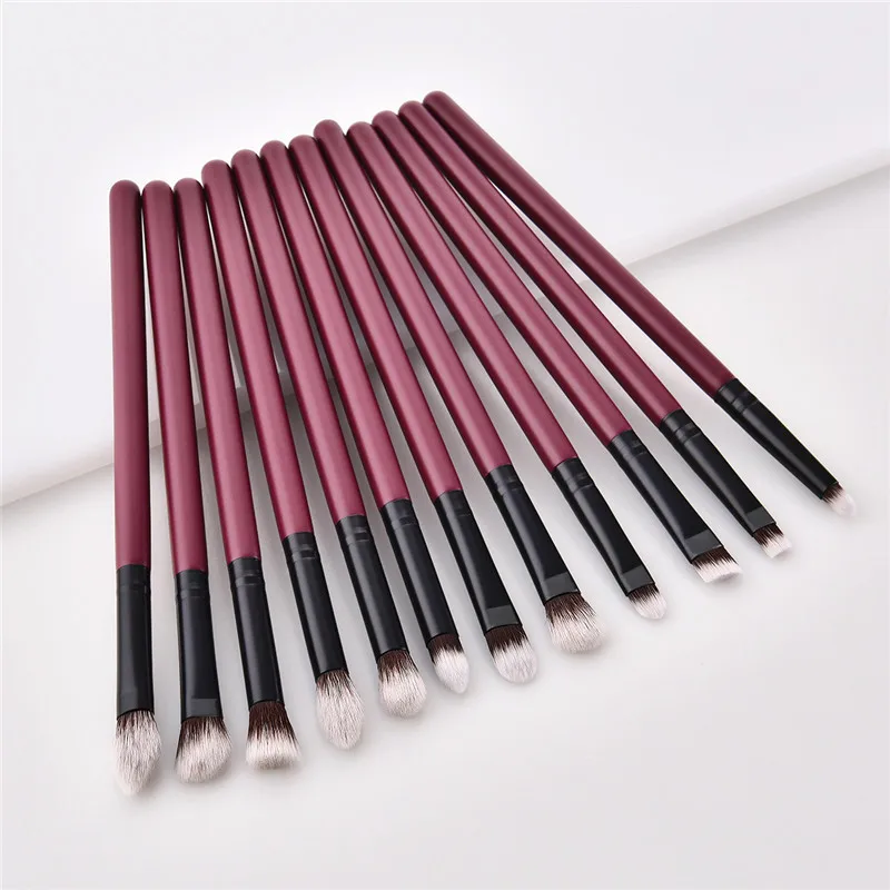 12 шт. набор кистей для макияжа пурпурно-красный супер мягкий Румяна Наклонный