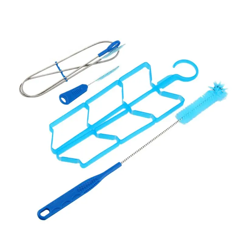 4pcs/set Hydration Pack Water Bladder Bag Cleaner Cleaning Tool Kit Cleaning Tube Sucker Brush Drying Rack Set