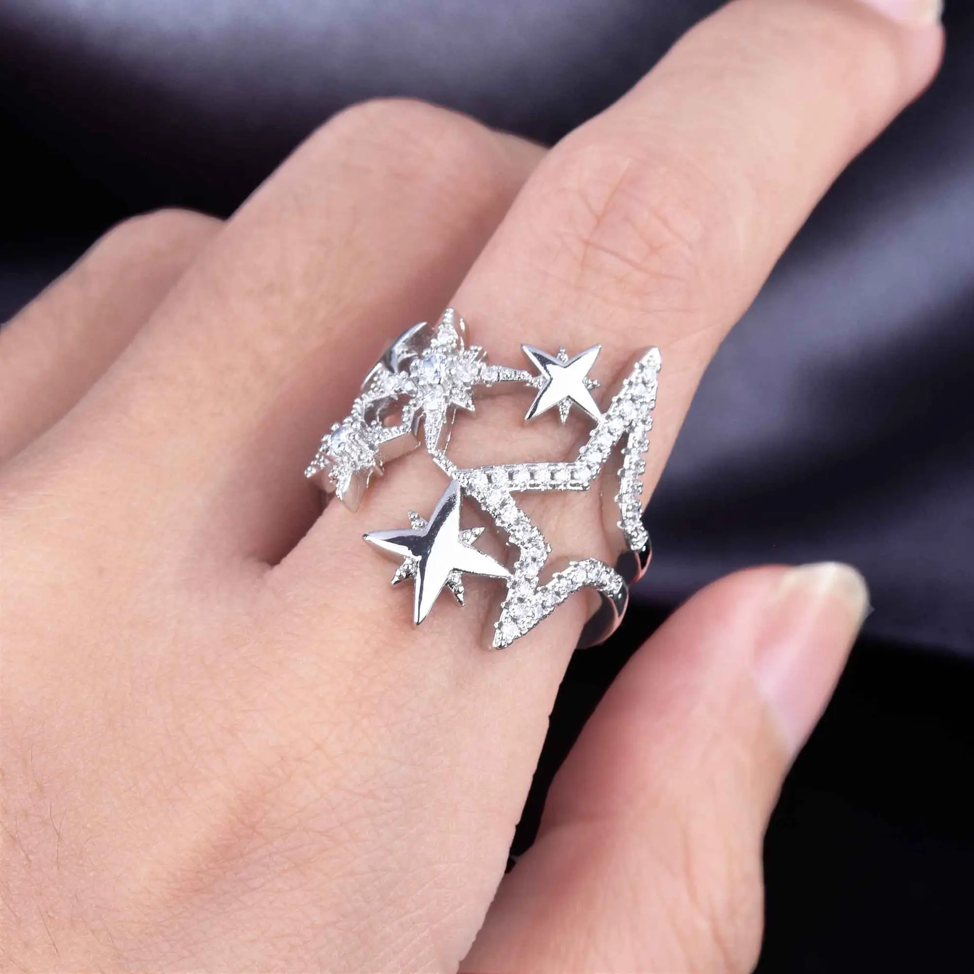 

Original Design Five Pointed Star Ring Elegant Women's Wedding Charm 925 Silver Zircon Ring Accessories Fashion Jewelry Gifts