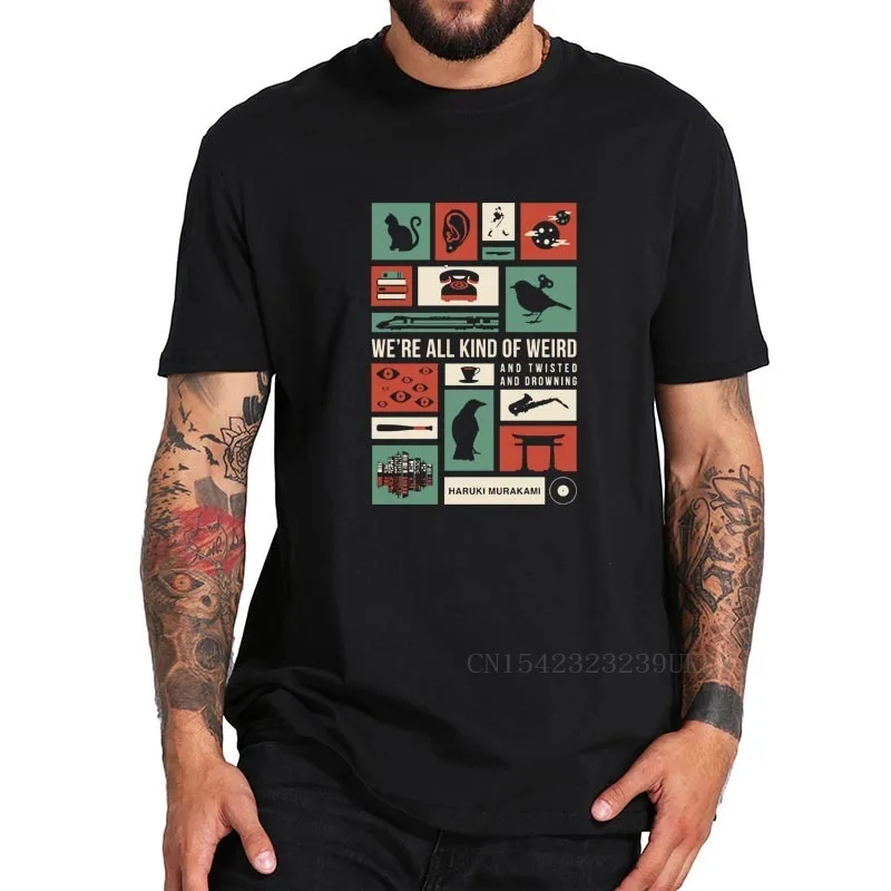 

Haruki Murakami Cat T Shirt Japanese Writer Tshirt 100% Cotton Comfortable Premium Tees Tops Drop Ship