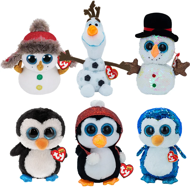 15 см Ty Beanie Boos большой глаз Снеговик Пингвин коллекция Блестящие Блестки плюшевые