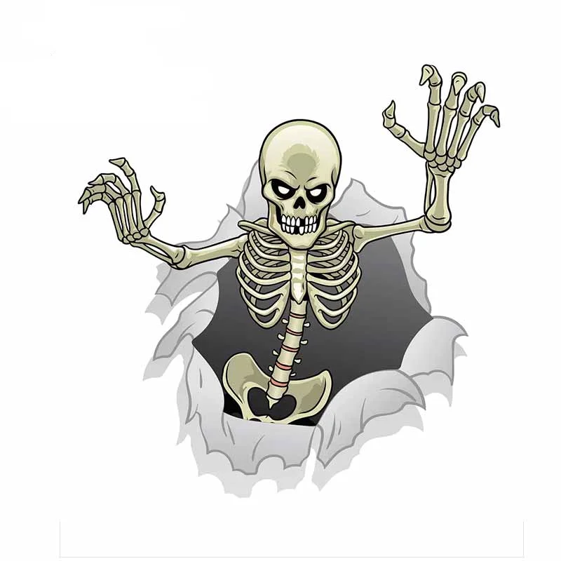 

13cm X 12.7cm For Cartoon Skeleton Car Bumper Decal Windows Car Stickers PVC Waterproof Scratch-proof Decoration