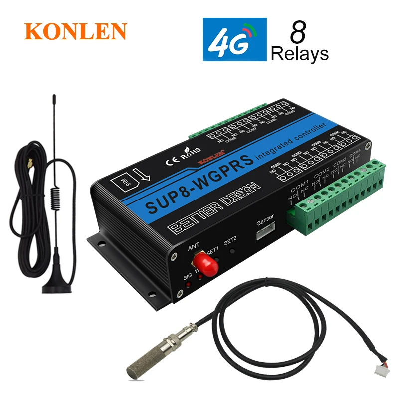 4G 3G GSM Power Switch 8CH Relay Controller Timer GPRS APP SMS Smart Remote Control Temperature Humidity Sensor Home Automation |
