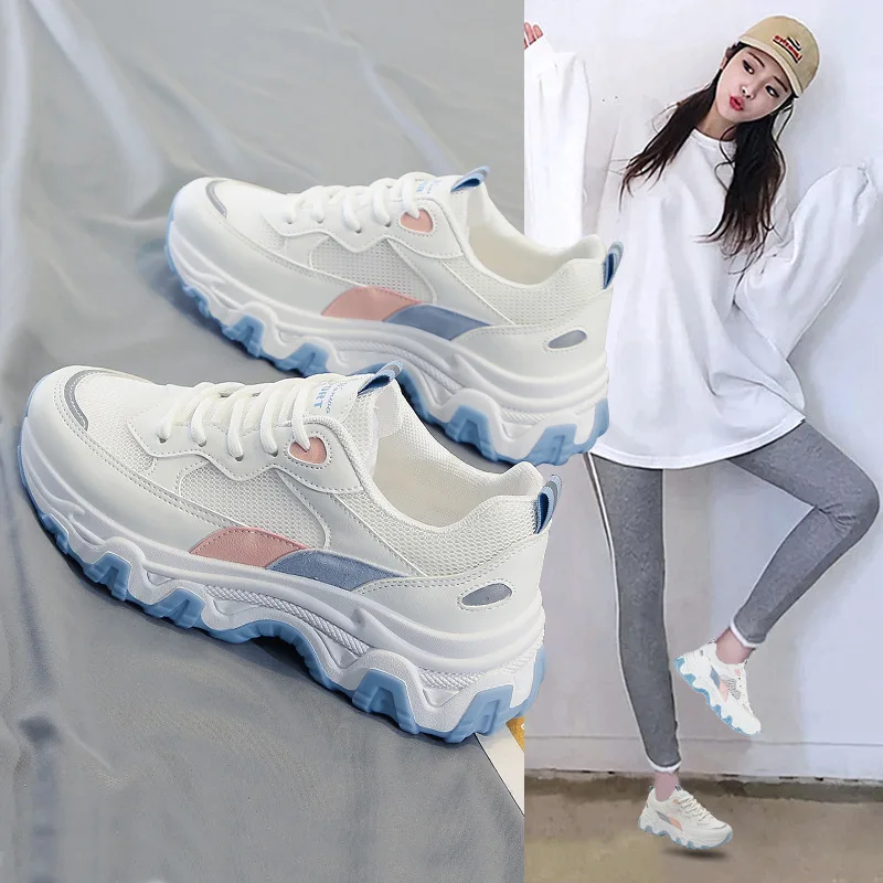 Женские кроссовки на шнуровке белые или розовые для бега спортивная обувь