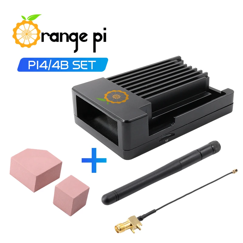 Доски Orange Pi 4/4B из алюминиевого сплава черный чехол + антенна теплопроводящий клей